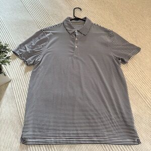 J. Crew Black and White Striped Polo Shirt